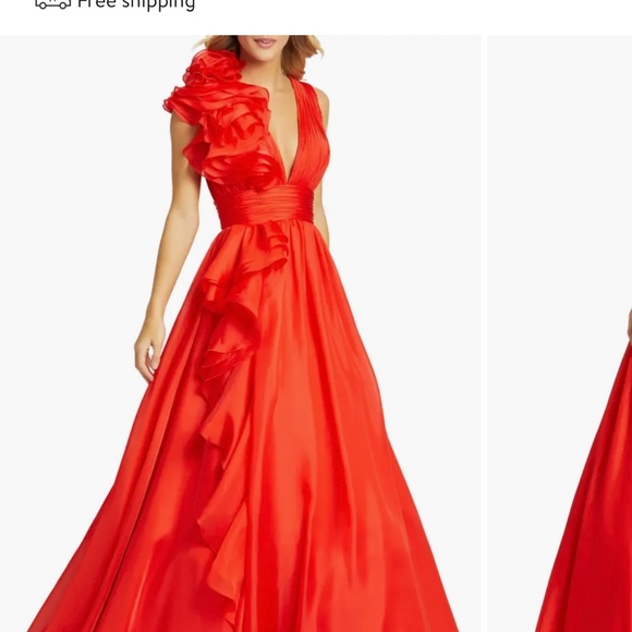 Mac Duggal Cherry Chiffon Ballgown Like new, Size 0 worn once